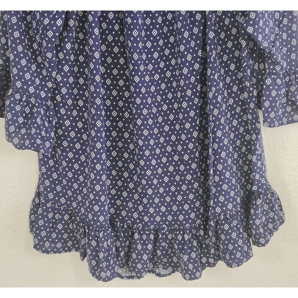 Terra & Sky Women’s 2X Blue Sapphire Boho Peasant Top Ruffle Bell Sleeve Rayon - Picture 3 of 9